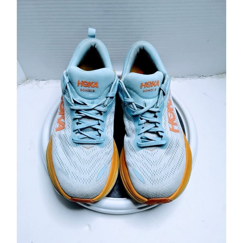 Hoka One One Bondi 8 Running Shoes Size 10D Wide Blue & Orange Lightweight - Picture 1 of 7